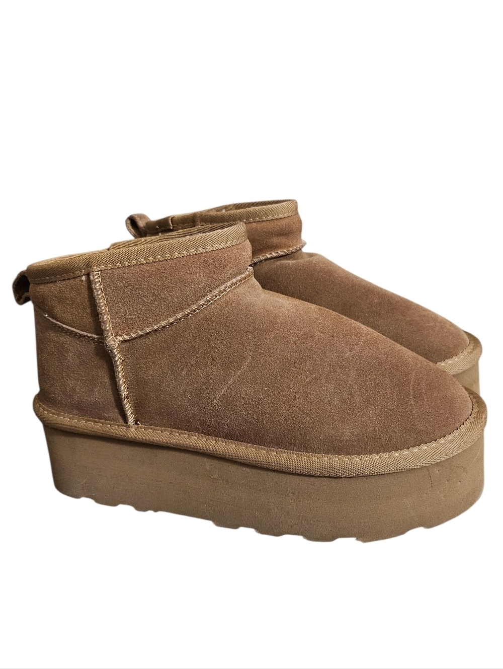CUSHIONAIRE Hippy Chestnut Brown Suede Platform Ankle Boot - Picture 6 of 14